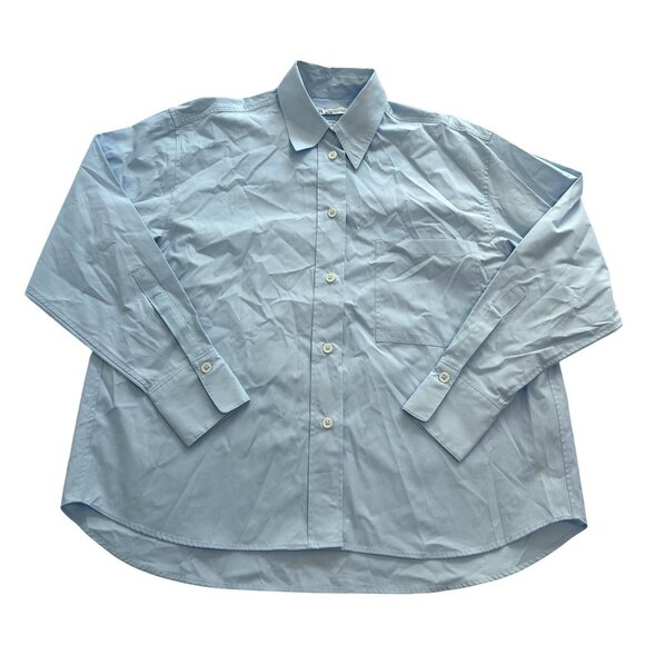 Zara The Oversized Cropped Poplin Shirt in Light Blue - Picture 2 of 4